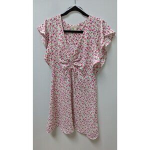 monteau Los Angeles White/Pink Floral Flared Dress